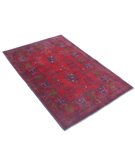 Afghan 3' 3" X 4' 11" Hand Knotted Wool Rug 3' 3" X 4' 11" (99 X 150) / Red / Wool