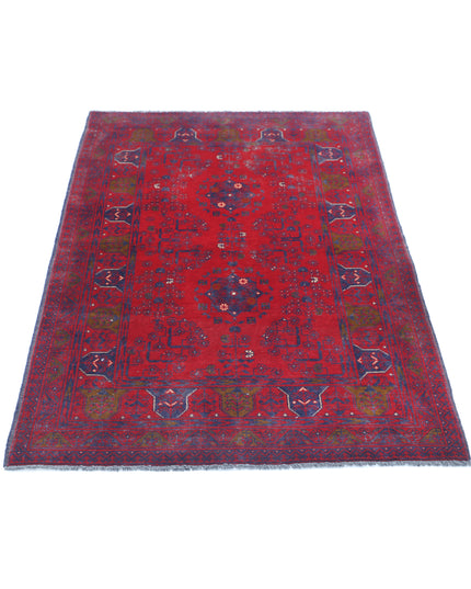 Afghan 3' 3" X 4' 11" Hand Knotted Wool Rug 3' 3" X 4' 11" (99 X 150) / Red / Wool