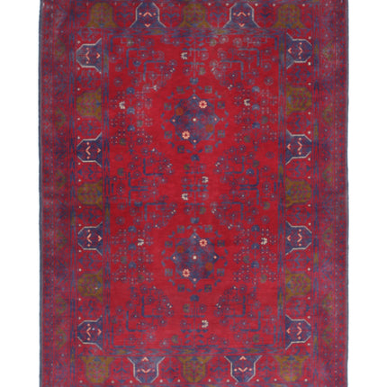 Afghan 3' 3" X 4' 11" Hand Knotted Wool Rug 3' 3" X 4' 11" (99 X 150) / Red / Wool