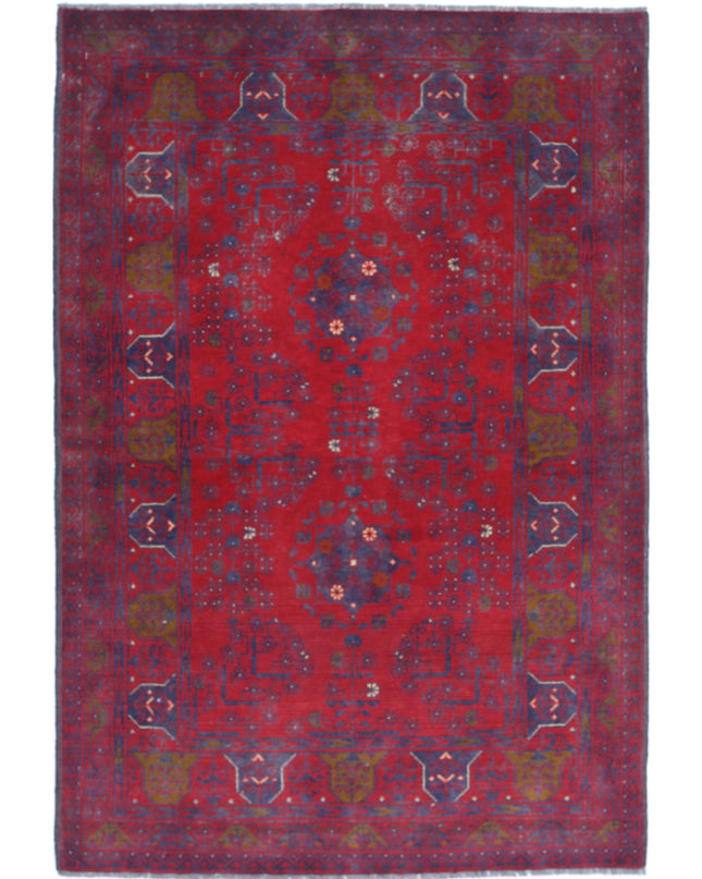 Afghan 3' 3" X 4' 11" Hand Knotted Wool Rug 3' 3" X 4' 11" (99 X 150) / Red / Wool
