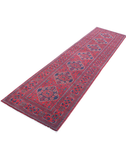 Afghan 2' 6" X 10' 0" Hand Knotted Wool Rug 2' 6" X 10' 0" (76 X 305) / Red / Wool