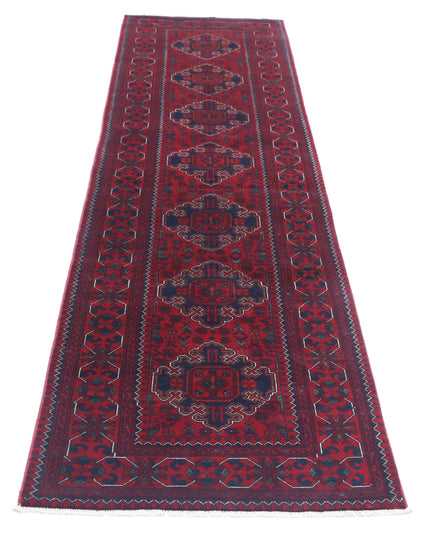 Afghan 2' 6" X 10' 0" Hand Knotted Wool Rug 2' 6" X 10' 0" (76 X 305) / Red / Wool