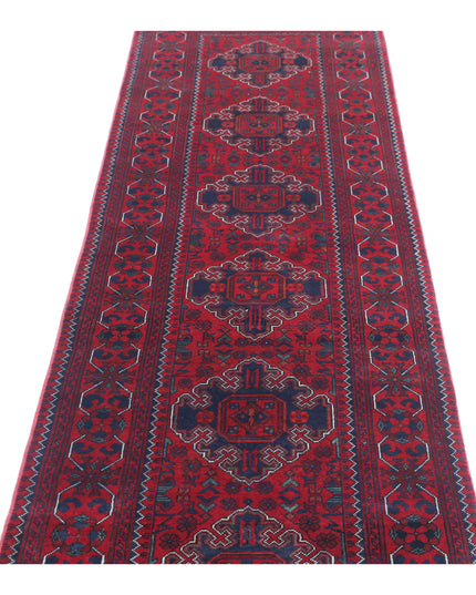 Afghan 2' 6" X 10' 0" Hand Knotted Wool Rug 2' 6" X 10' 0" (76 X 305) / Red / Wool