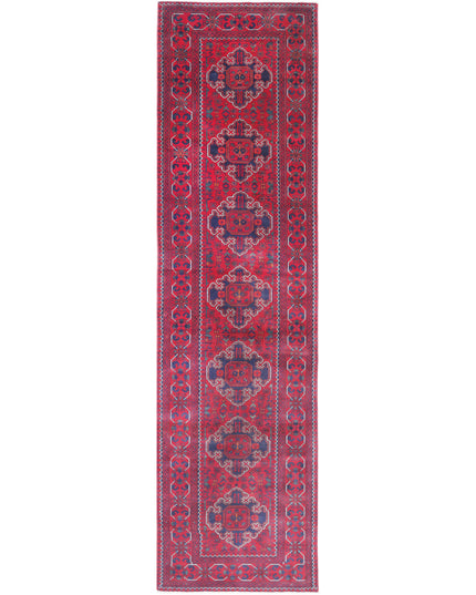 Afghan 2' 6" X 10' 0" Hand Knotted Wool Rug 2' 6" X 10' 0" (76 X 305) / Red / Wool
