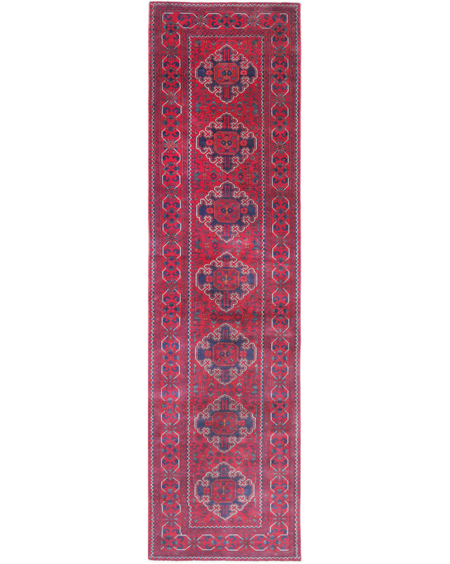Afghan 2' 6" X 10' 0" Hand Knotted Wool Rug 2' 6" X 10' 0" (76 X 305) / Red / Wool