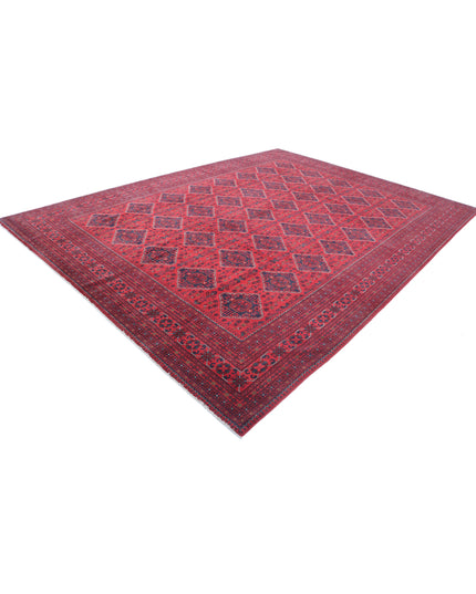Afghan 9' 9" X 13' 3" Hand Knotted Wool Rug 9' 9" X 13' 3" (297 X 404) / Red / Wool