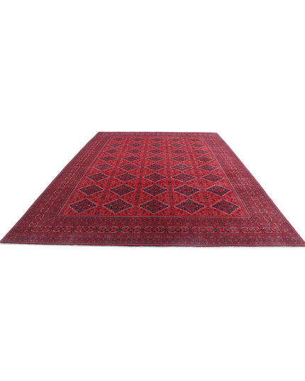 Afghan 9' 9" X 13' 3" Hand Knotted Wool Rug 9' 9" X 13' 3" (297 X 404) / Red / Wool