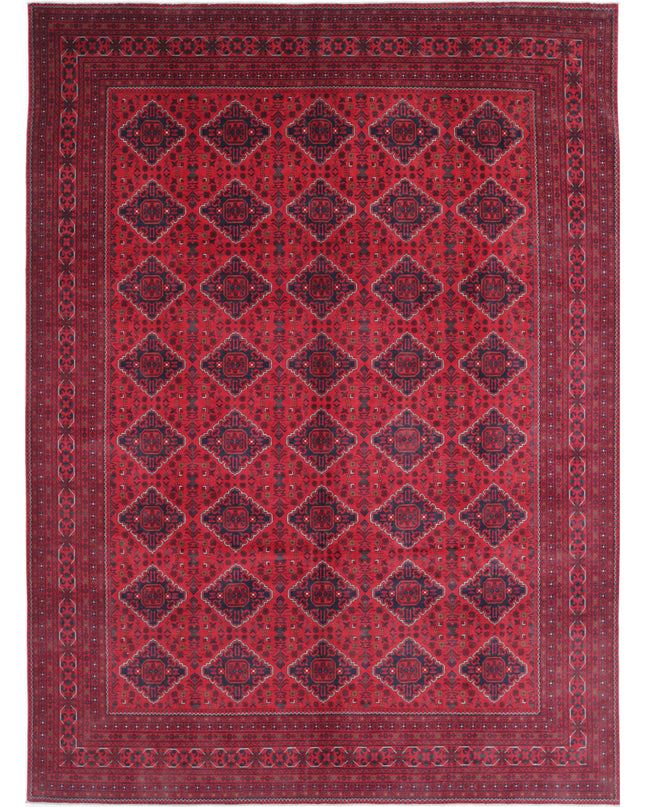 Afghan 9' 9" X 13' 3" Hand Knotted Wool Rug 9' 9" X 13' 3" (297 X 404) / Red / Wool