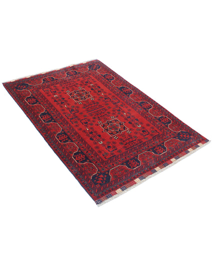 Afghan 3' 4" X 4' 8" Hand Knotted Wool Rug 3' 4" X 4' 8" (101 X 142) / Red / Wool