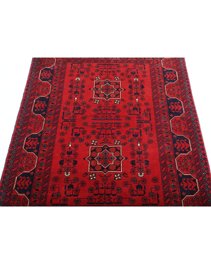 Afghan 3' 4" X 4' 8" Hand Knotted Wool Rug 3' 4" X 4' 8" (101 X 142) / Red / Wool