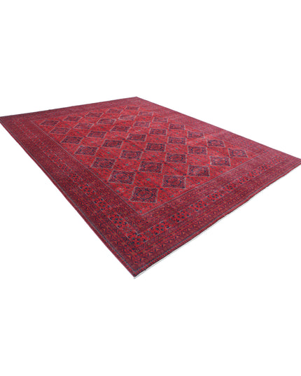 Afghan 9' 8" X 12' 4" Hand Knotted Wool Rug 9' 8" X 12' 4" (295 X 376) / Red / Wool