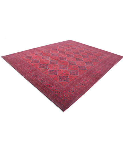Afghan 9' 8" X 12' 4" Hand Knotted Wool Rug 9' 8" X 12' 4" (295 X 376) / Red / Wool