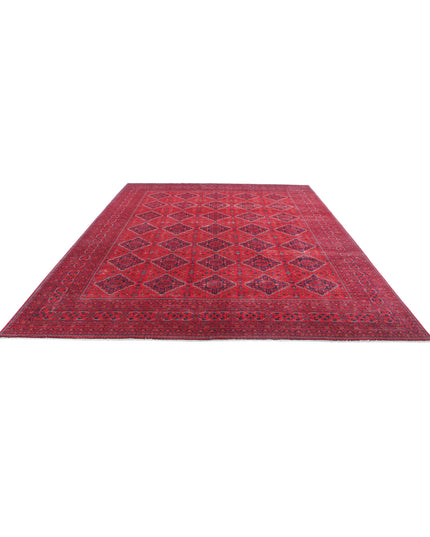 Afghan 9' 8" X 12' 4" Hand Knotted Wool Rug 9' 8" X 12' 4" (295 X 376) / Red / Wool