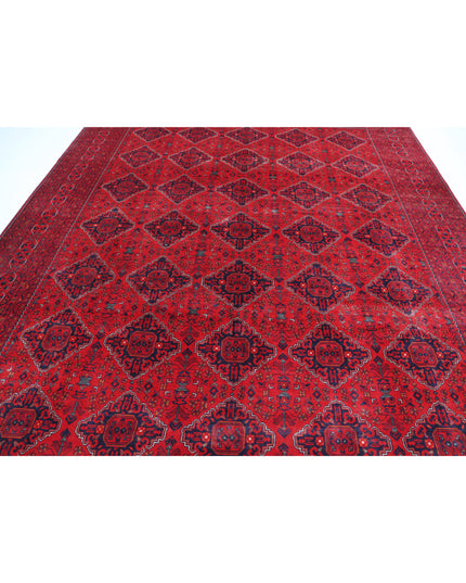 Afghan 9' 8" X 12' 4" Hand Knotted Wool Rug 9' 8" X 12' 4" (295 X 376) / Red / Wool