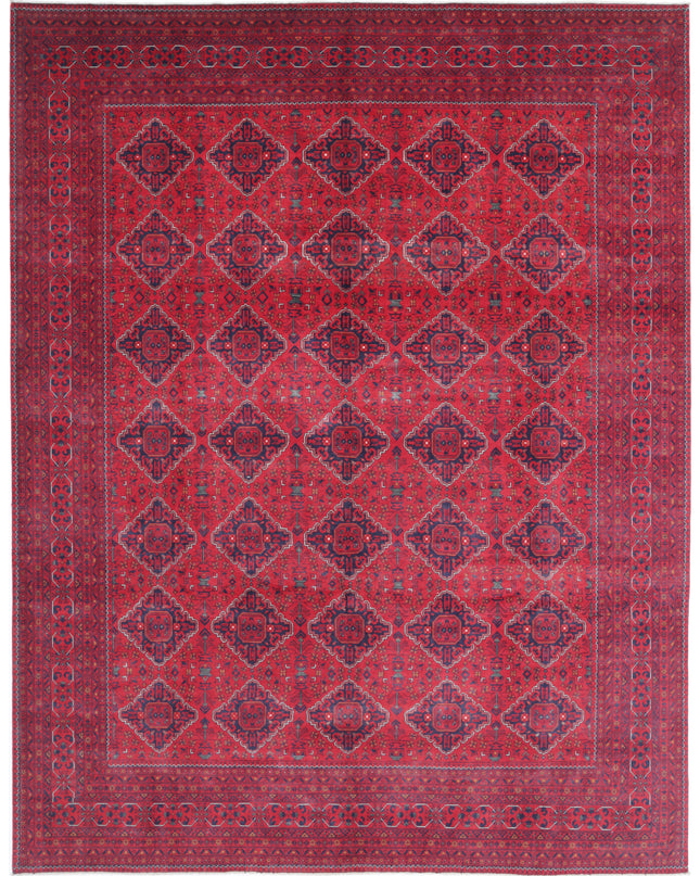 Afghan 9' 8" X 12' 4" Hand Knotted Wool Rug 9' 8" X 12' 4" (295 X 376) / Red / Wool