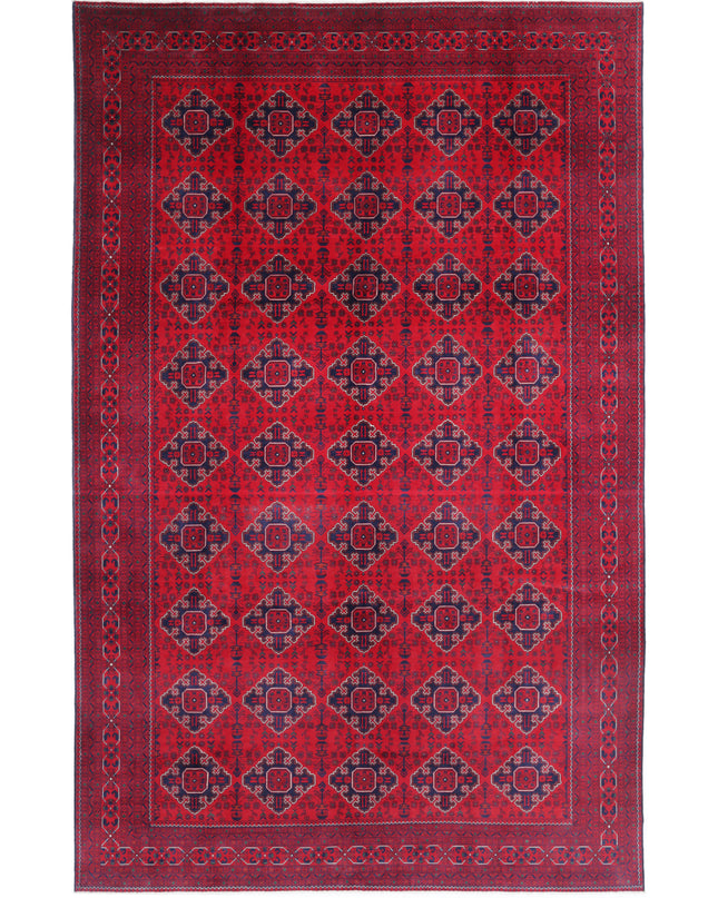 Afghan 9' 8" X 15' 6" Hand Knotted Wool Rug 9' 8" X 15' 6" (295 X 472) / Red / Wool