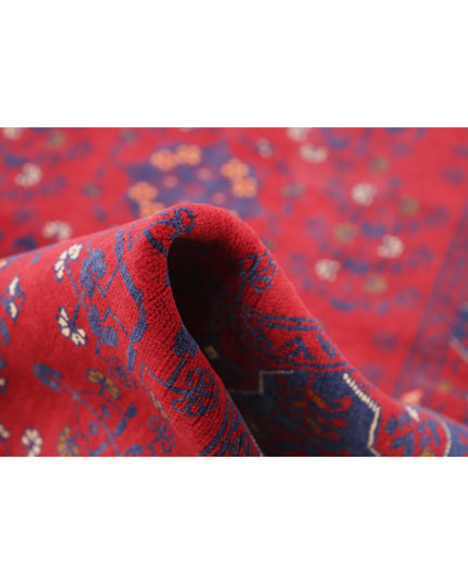 Afghan 3' 4" X 4' 9" Hand Knotted Wool Rug 3' 4" X 4' 9" (101 X 145) / Red / Wool