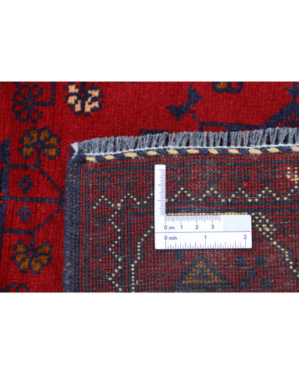 Afghan 3' 4" X 4' 9" Hand Knotted Wool Rug 3' 4" X 4' 9" (101 X 145) / Red / Wool