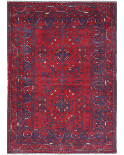Afghan 3' 4" X 4' 9" Hand Knotted Wool Rug 3' 4" X 4' 9" (101 X 145) / Red / Wool