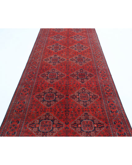 Afghan 4' 2" X 16' 0" Hand Knotted Wool Rug 4' 2" X 16' 0" (127 X 488) / Red / Wool