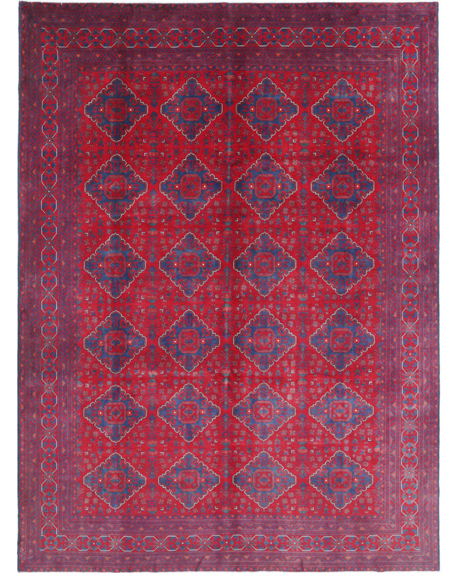 Afghan 7' 11" X 10' 9" Hand Knotted Wool Rug 7' 11" X 10' 9" (241 X 328) / Red / Wool