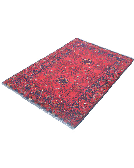 Afghan 3' 3" X 4' 9" Hand Knotted Wool Rug 3' 3" X 4' 9" (99 X 145) / Red / Wool