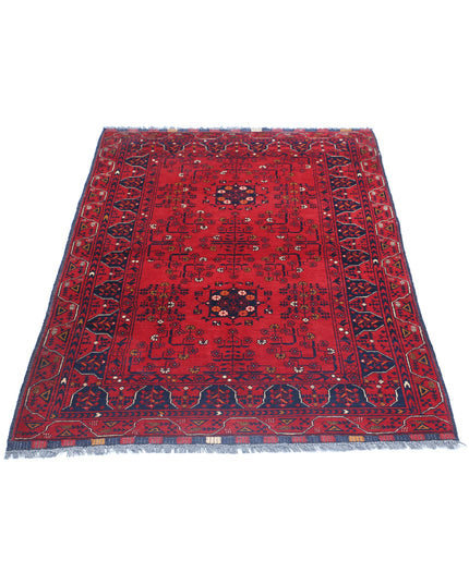 Afghan 3' 3" X 4' 9" Hand Knotted Wool Rug 3' 3" X 4' 9" (99 X 145) / Red / Wool