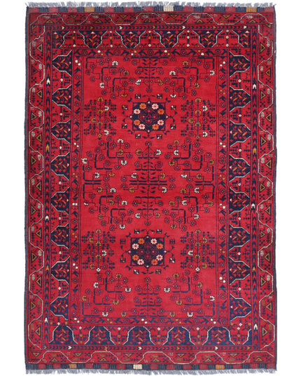 Afghan 3' 3" X 4' 9" Hand Knotted Wool Rug 3' 3" X 4' 9" (99 X 145) / Red / Wool