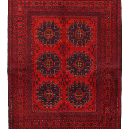 Afghan 4' 10" X 6' 4" Hand Knotted Wool Rug 4' 10" X 6' 4" (147 X 193) / Red / Wool