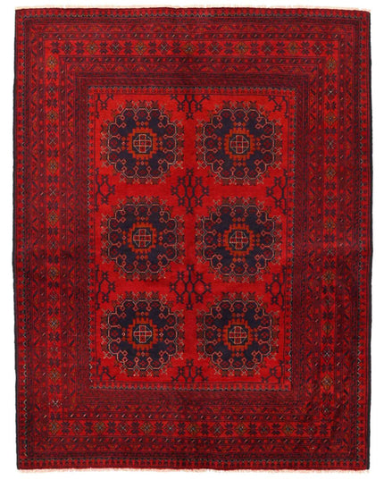 Afghan 4' 10" X 6' 4" Hand Knotted Wool Rug 4' 10" X 6' 4" (147 X 193) / Red / Wool