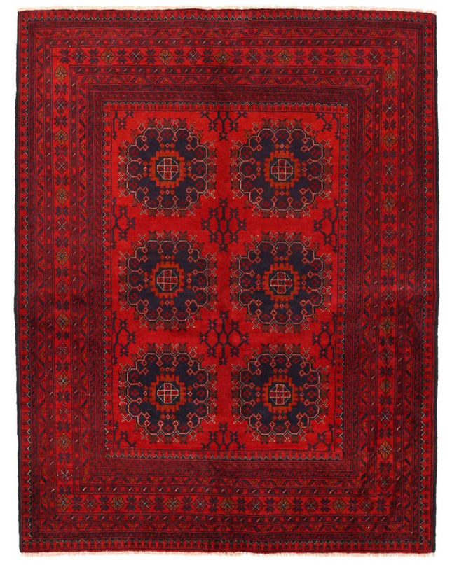 Afghan 4' 10" X 6' 4" Hand Knotted Wool Rug 4' 10" X 6' 4" (147 X 193) / Red / Wool