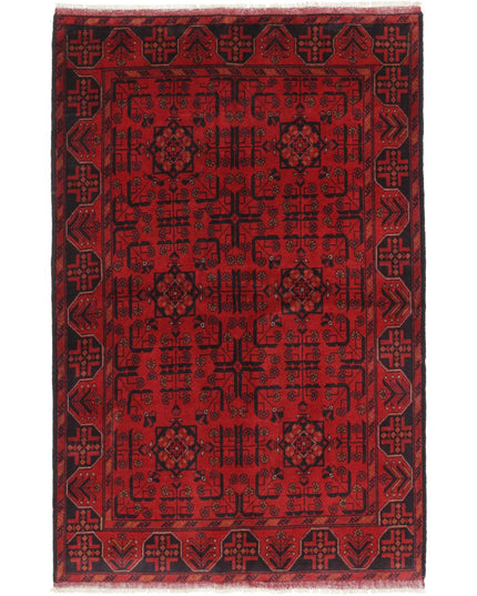 Afghan 4' 2" X 6' 5" Hand Knotted Wool Rug 4' 2" X 6' 5" (127 X 196) / Red / Wool