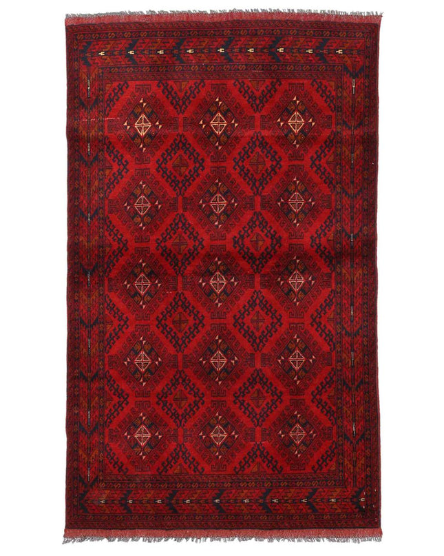 Afghan 4' 0" X 6' 5" Hand Knotted Wool Rug 4' 0" X 6' 5" (122 X 196) / Red / Wool