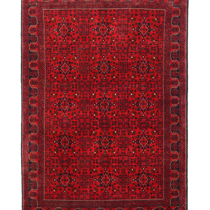 Afghan 6' 4" X 9' 6" Hand Knotted Wool Rug 6' 4" X 9' 6" (193 X 290) / Red / Wool