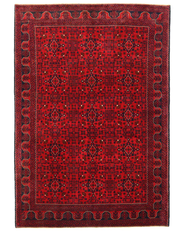 Afghan 6' 4" X 9' 6" Hand Knotted Wool Rug 6' 4" X 9' 6" (193 X 290) / Red / Wool