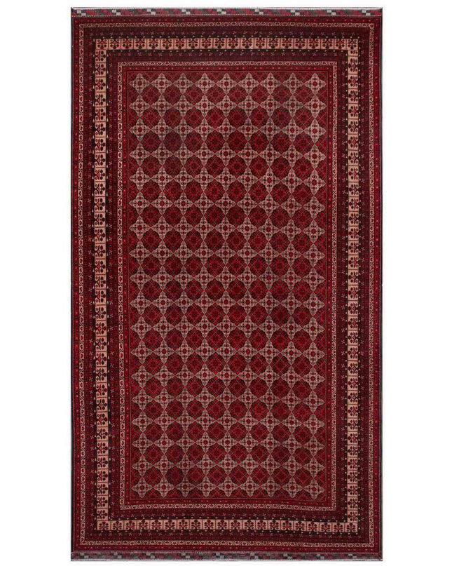Afghan 9' 8" X 19' 1" Hand Knotted Wool Rug 9' 8" X 19' 1" (295 X 582) / Red / Wool