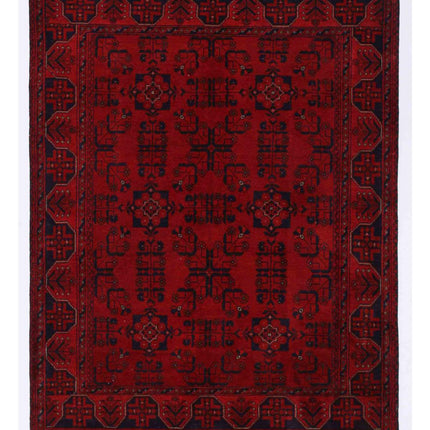 Afghan 4' 1" X 6' 2" Hand Knotted Wool Rug 4' 1" X 6' 2" (124 X 188) / Red / Wool