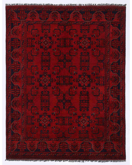 Afghan 4' 1" X 6' 2" Hand Knotted Wool Rug 4' 1" X 6' 2" (124 X 188) / Red / Wool