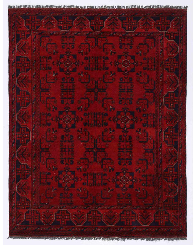 Afghan 4' 1" X 6' 2" Hand Knotted Wool Rug 4' 1" X 6' 2" (124 X 188) / Red / Wool