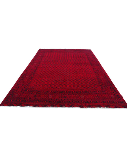 Afghan 7' 9" X 10' 8" Hand Knotted Wool Rug 7' 9" X 10' 8" (236 X 325) / Red / Wool