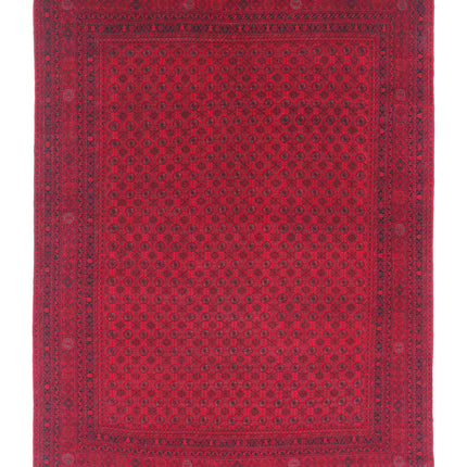 Afghan 7' 9" X 10' 8" Hand Knotted Wool Rug 7' 9" X 10' 8" (236 X 325) / Red / Wool