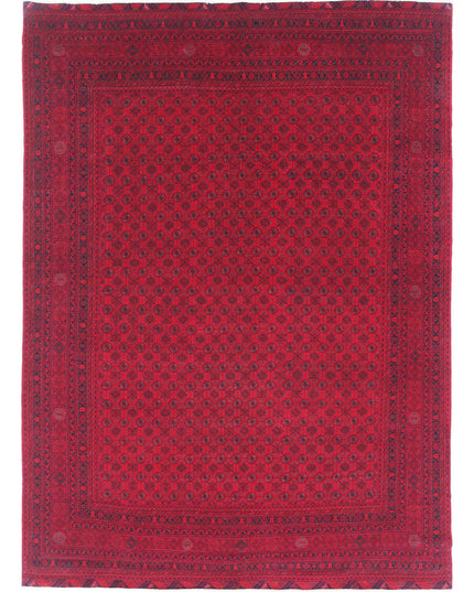 Afghan 7' 9" X 10' 8" Hand Knotted Wool Rug 7' 9" X 10' 8" (236 X 325) / Red / Wool