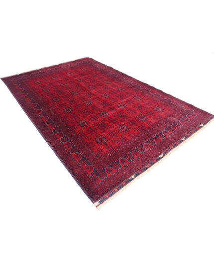 Afghan 6' 6" X 9' 7" Hand Knotted Wool Rug 6' 6" X 9' 7" (198 X 292) / Red / Wool