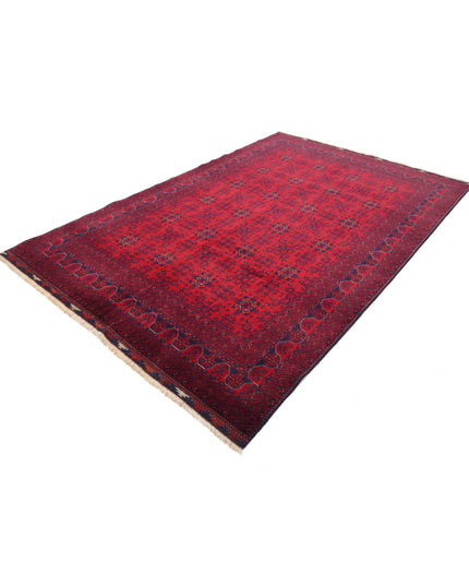 Afghan 6' 6" X 9' 7" Hand Knotted Wool Rug 6' 6" X 9' 7" (198 X 292) / Red / Wool