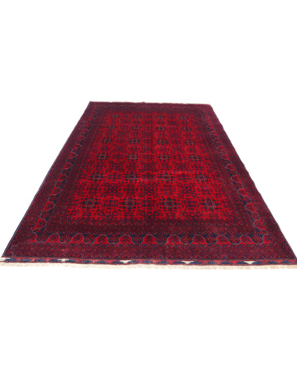 Afghan 6' 6" X 9' 7" Hand Knotted Wool Rug 6' 6" X 9' 7" (198 X 292) / Red / Wool