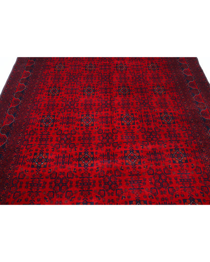 Afghan 6' 6" X 9' 7" Hand Knotted Wool Rug 6' 6" X 9' 7" (198 X 292) / Red / Wool
