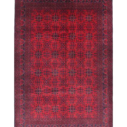 Afghan 6' 6" X 9' 7" Hand Knotted Wool Rug 6' 6" X 9' 7" (198 X 292) / Red / Wool