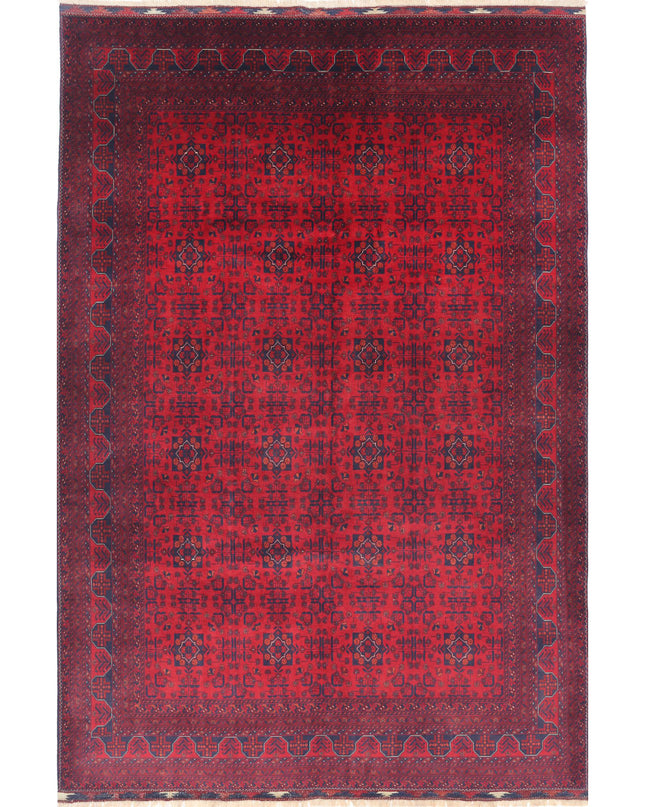 Afghan 6' 6" X 9' 7" Hand Knotted Wool Rug 6' 6" X 9' 7" (198 X 292) / Red / Wool