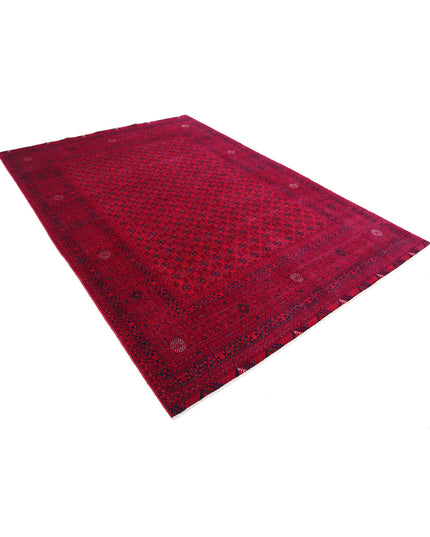 Afghan 6' 6" X 9' 3" Hand Knotted Wool Rug 6' 6" X 9' 3" (198 X 282) / Red / Wool