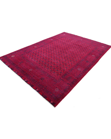 Afghan 6' 6" X 9' 3" Hand Knotted Wool Rug 6' 6" X 9' 3" (198 X 282) / Red / Wool